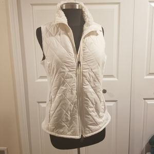 EUC LL Bean White Dual Zip Quilted Vest